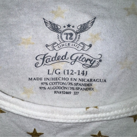 Faded Glory Women's LG 12-14 White Gold Star Print Long Sleeve T-Shirt Top NWT - Picture 7 of 14